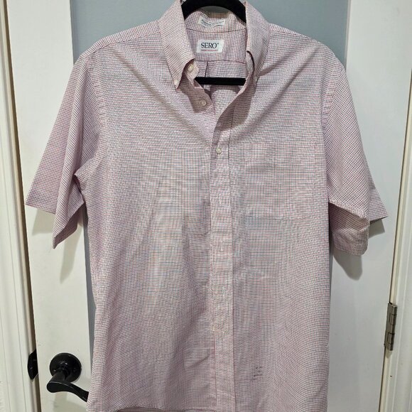 Vintage SERO Shirtmakers Men’s Button Up Shirt 15.5 R/W/B Plaid - Picture 1 of 6